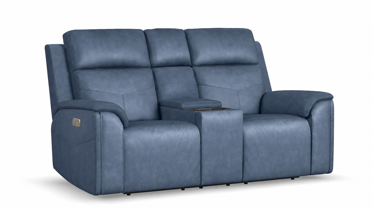 Cougar Admiral Blue P5 Power Reclining Loveseat w/Console