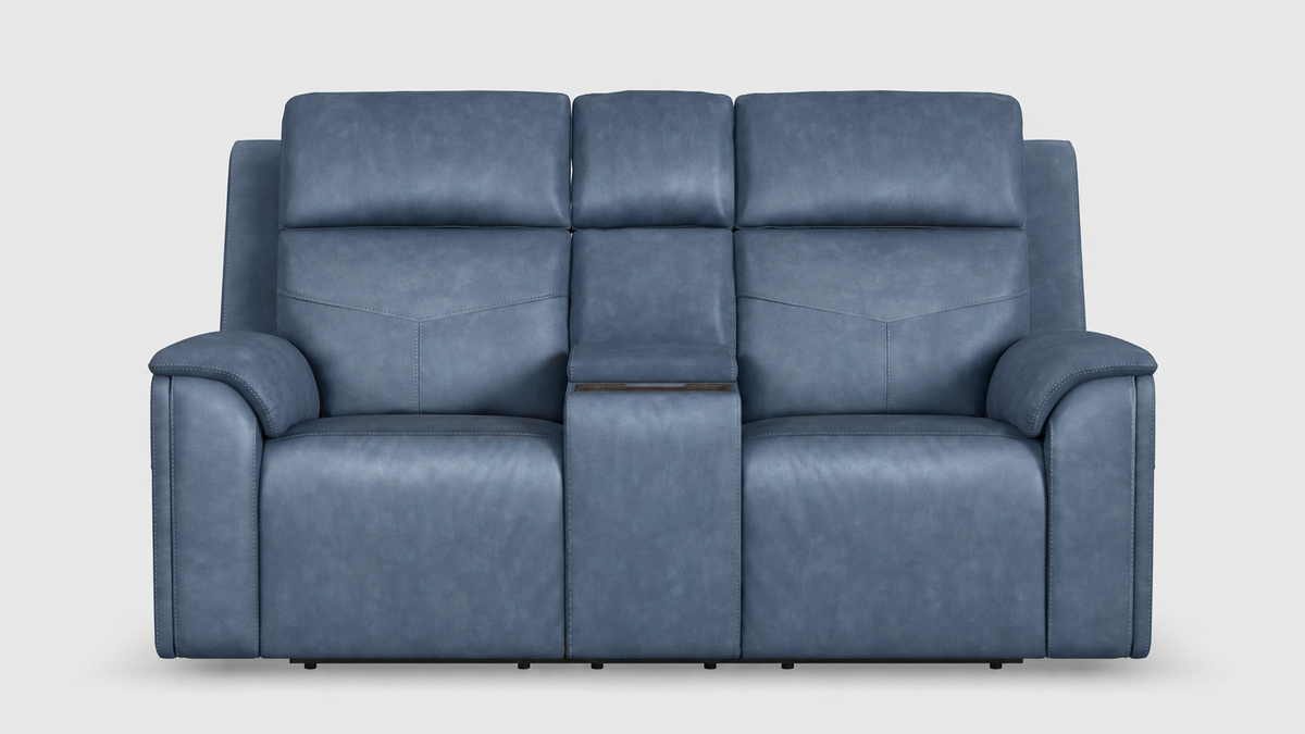 Cougar Admiral Blue P5 Power Reclining Loveseat w/Console