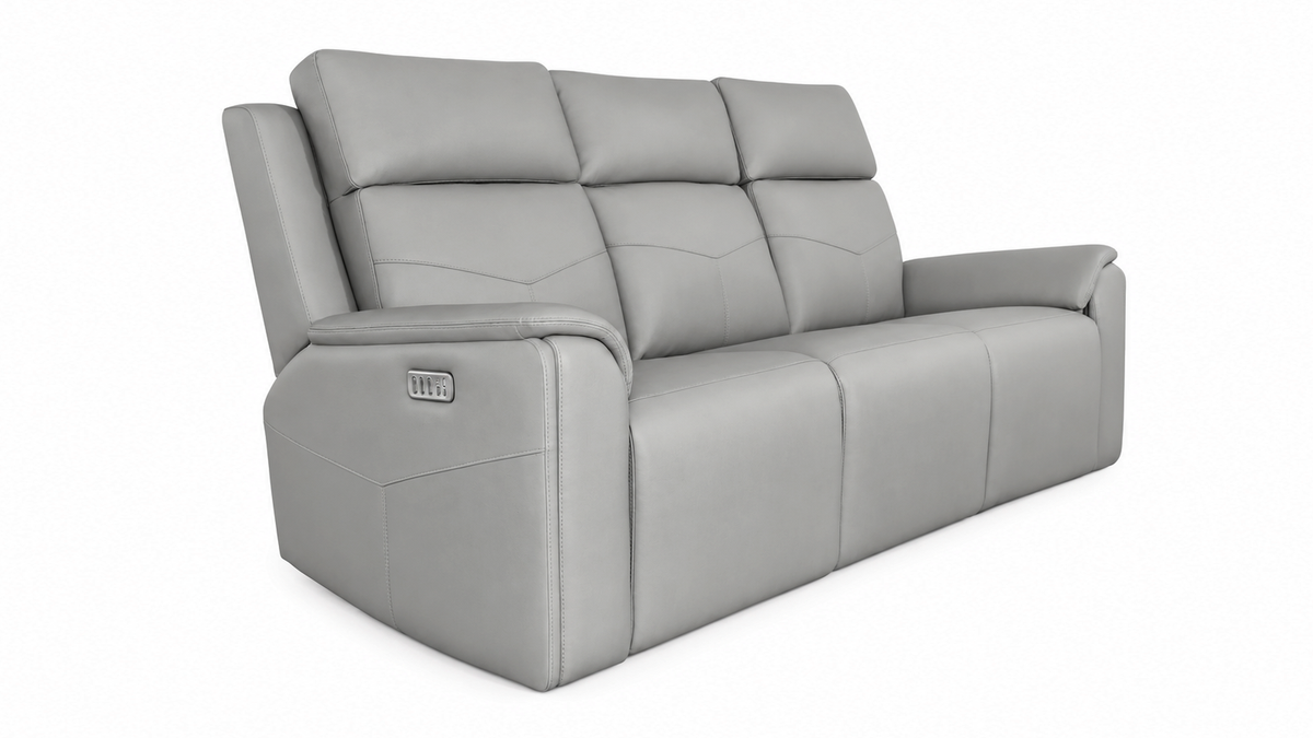 Flexsteel Cougar Dove Grey P5 Power Reclining Sofa | Gallery Furniture
