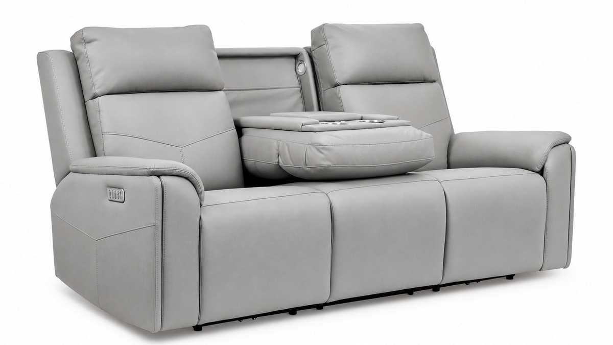 Flexsteel Cougar Dove Grey P5 Power Reclining Sofa | Gallery Furniture