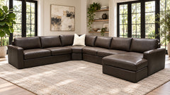 4pc Darrow Sequoia Leather Sectional with Chaise | Gallery Furniture