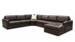 4pc Darrow Sequoia Leather Sectional with Chaise | Gallery Furniture