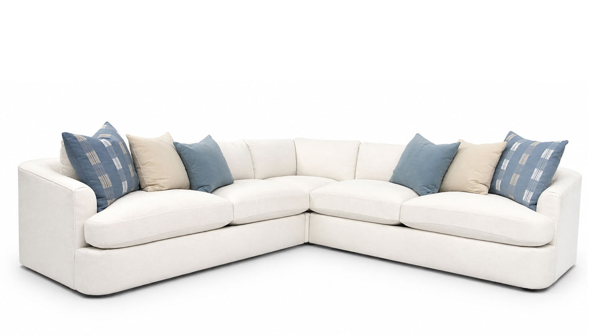 3-Piece Drew Bardot Snow Sectional with Decorative Pillows| Gallery Furniture