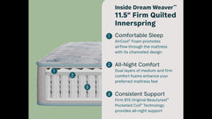 Mattress with text detailing features on a green background
