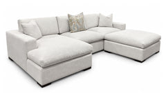 3pc Fletcher Dove Sectional with Chaise & Ottoman | Gallery Furniture