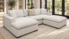 3pc Fletcher Dove Sectional with Chaise & Ottoman | Gallery Furniture