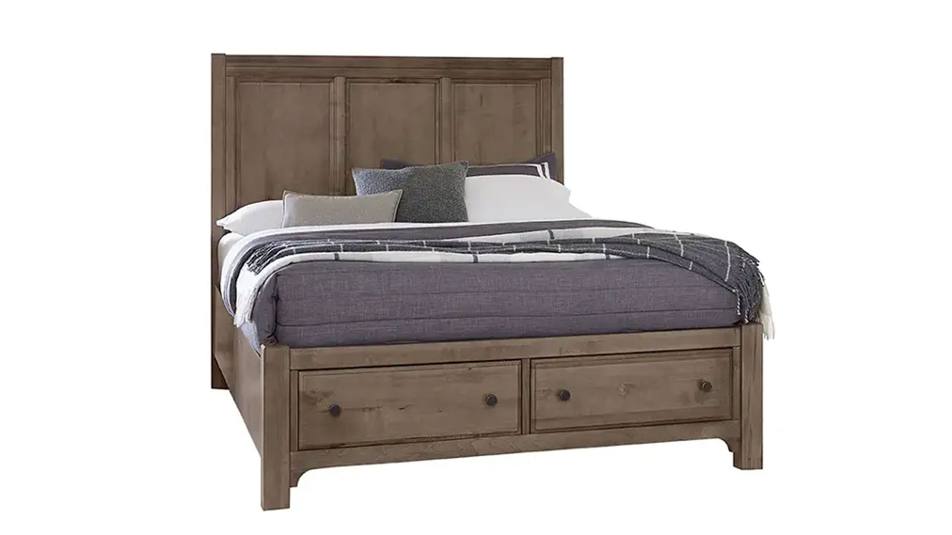 King Size Cool Farmhouse Gray Panel Storage Bed Frame
