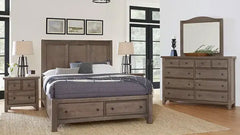 King Size Cool Farmhouse Gray Panel Storage Bed Frame