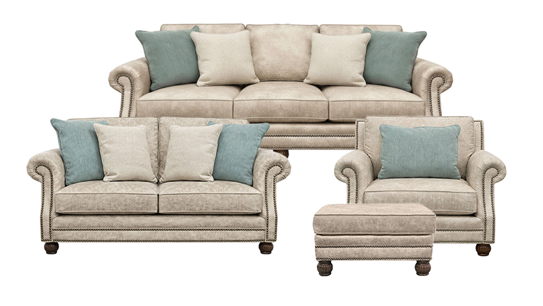 4pc Palance Marble 2.0 Sofa, Loveseat, Chair & Ottoman