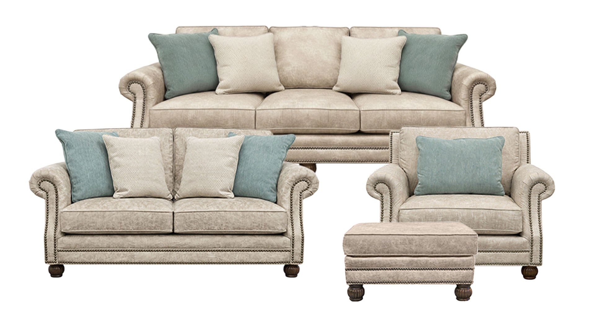 4pc Palance Marble 2.0 Sofa, Loveseat, Chair & Ottoman