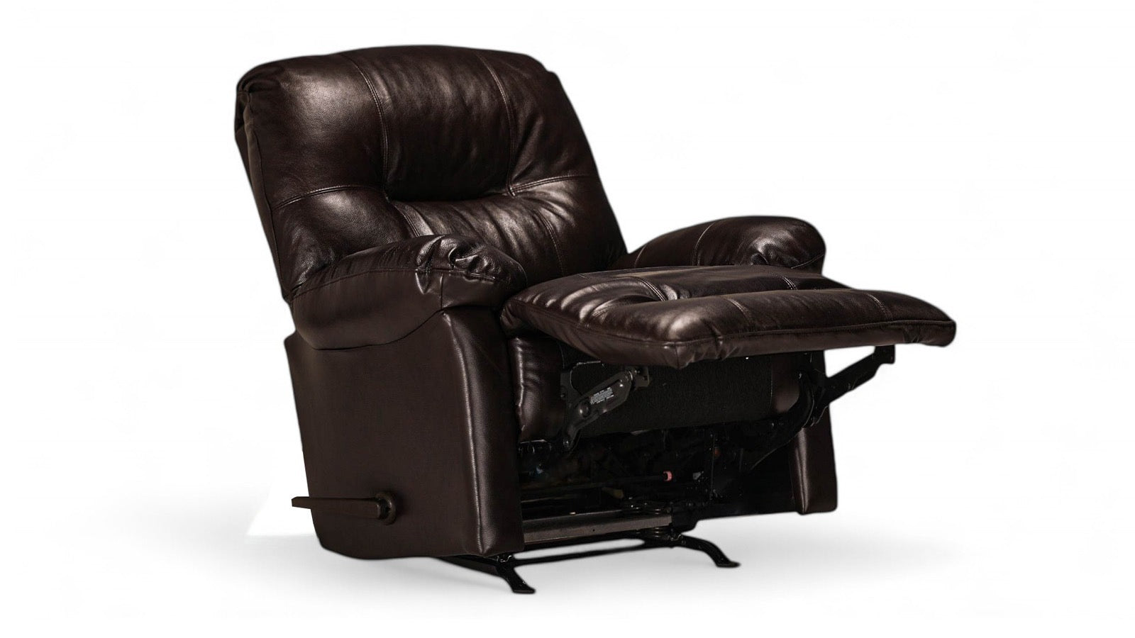 Zaynah Walnut Leather Match Manual Rocker Recliner – Upholstered Living Room Chair Made in USA | Gallery Furniture