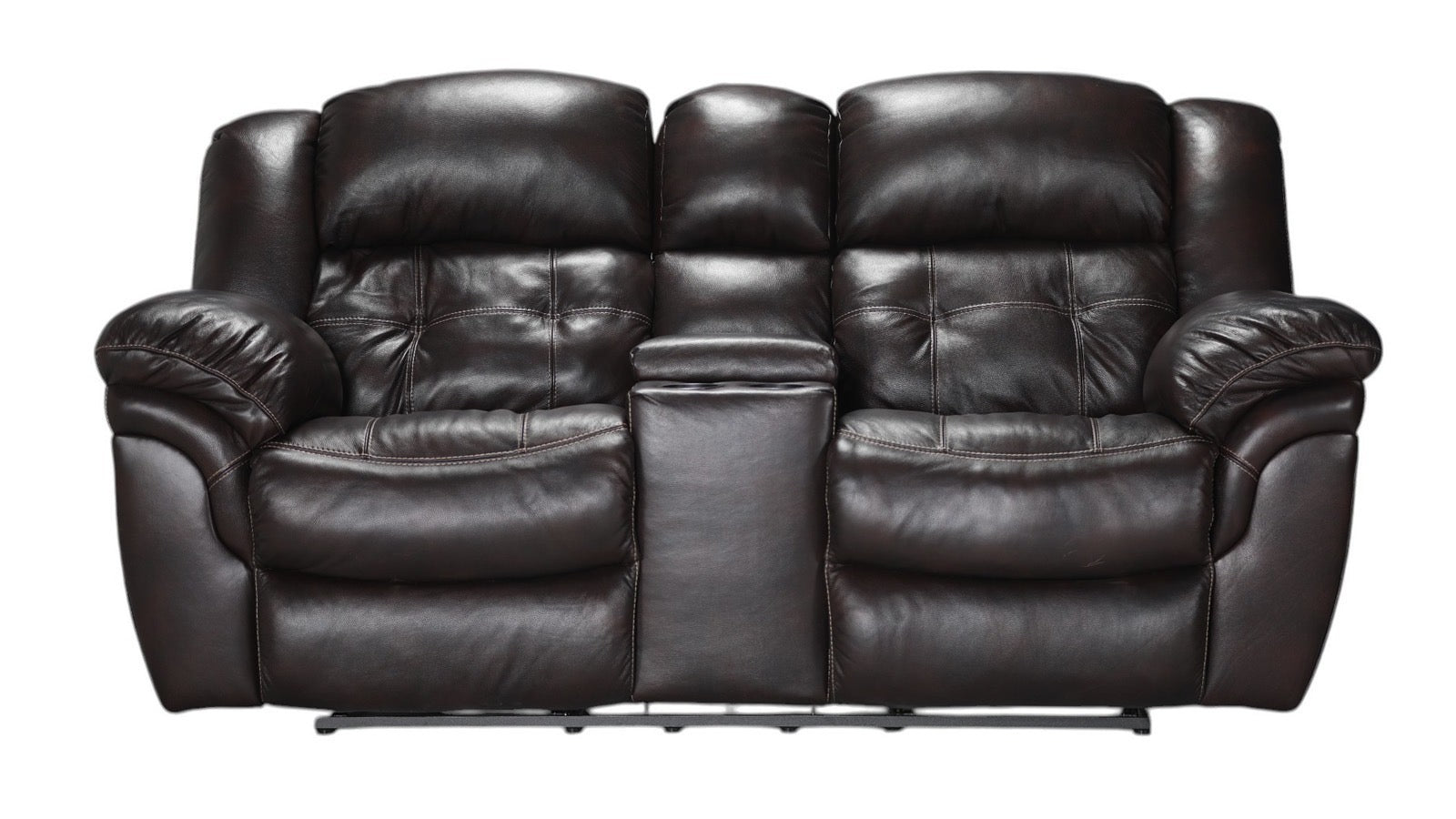 Achieve Leather Manual Reclining Loveseat w/Console