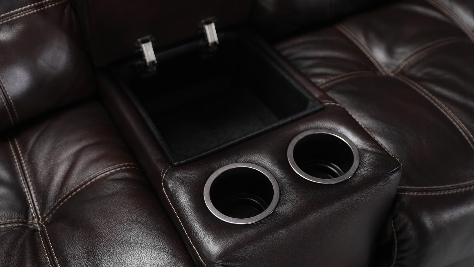 Achieve Leather Manual Reclining Loveseat w/Console