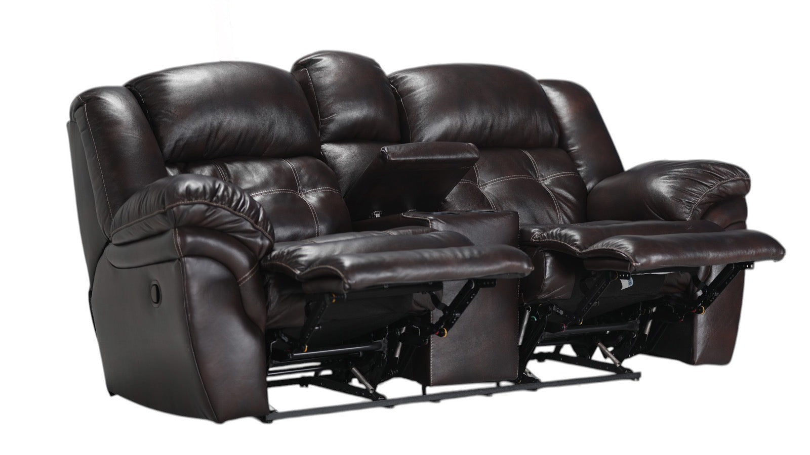 Achieve Leather Manual Reclining Loveseat w/Console