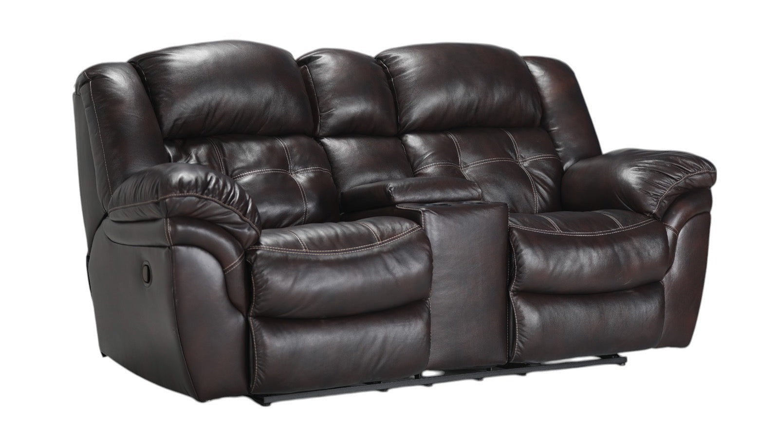 Achieve Leather Manual Reclining Loveseat w/Console