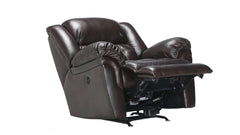 Sillón reclinable manual «Rocker» Achieve en cuero marrón oscuro – Sillón tapizado para salón fabricado en EE. UU. | Gallery Furniture