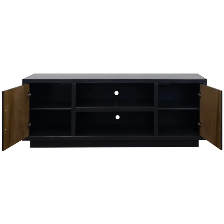 Aria 66" TV Console | Two-Tone Media Stand with Walnut Doors | Gallery Furniture