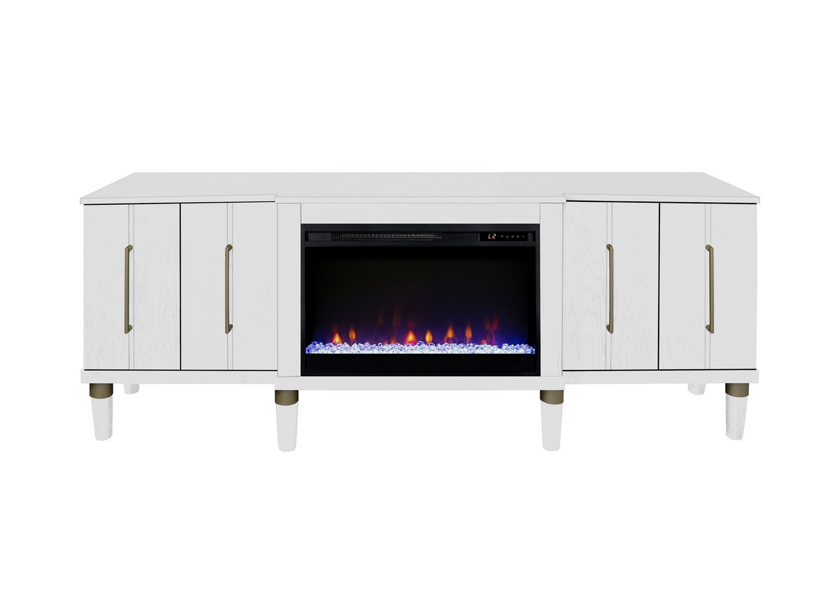 Harmony White 76” Fireplace TV Stand