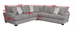 3pc Atlantis Sterling Sectional – Gray Fabric Sectional Sofa Made in USA | Gallery Furniture