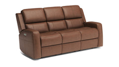 King Cowboy P3 Saddle Brown Leather Power Reclining Sofa