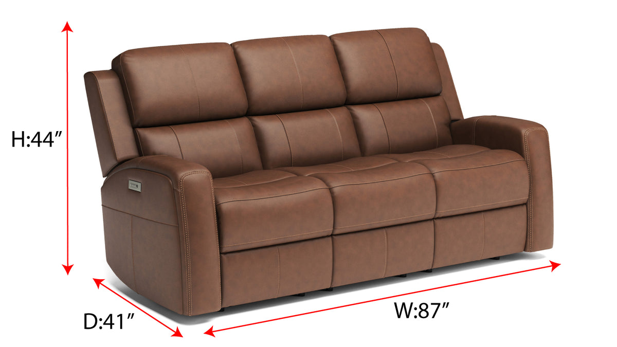 King Cowboy P3 Saddle Brown Leather Power Reclining Sofa