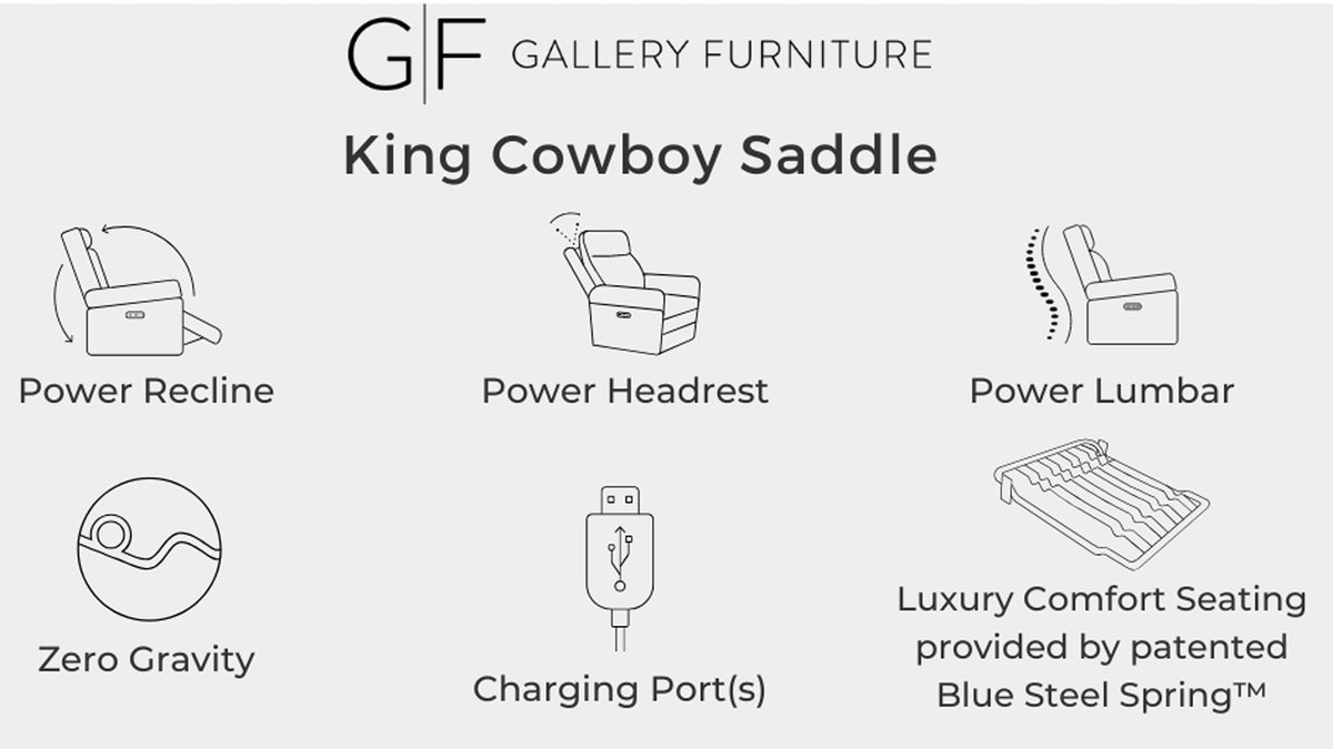 King Cowboy P3 Saddle Brown Leather Power Reclining Sofa
