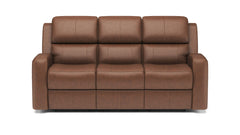 King Cowboy P3 Saddle Brown Leather Power Reclining Sofa