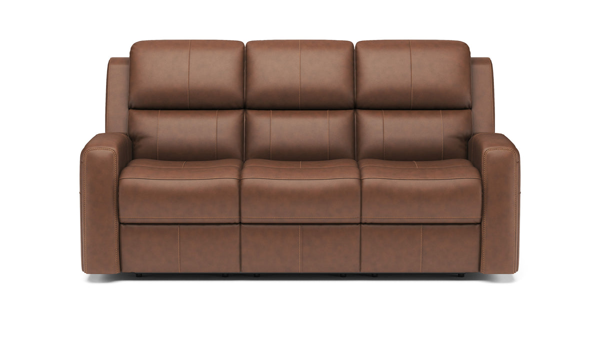 King Cowboy P3 Saddle Brown Leather Power Reclining Sofa