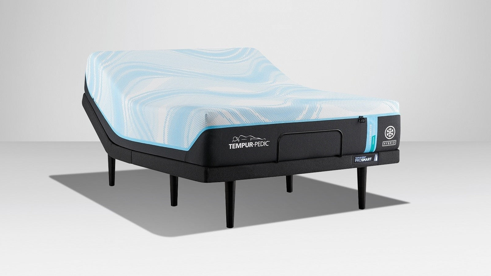Cama ajustable Tempur-Pedic sobre un fondo gris