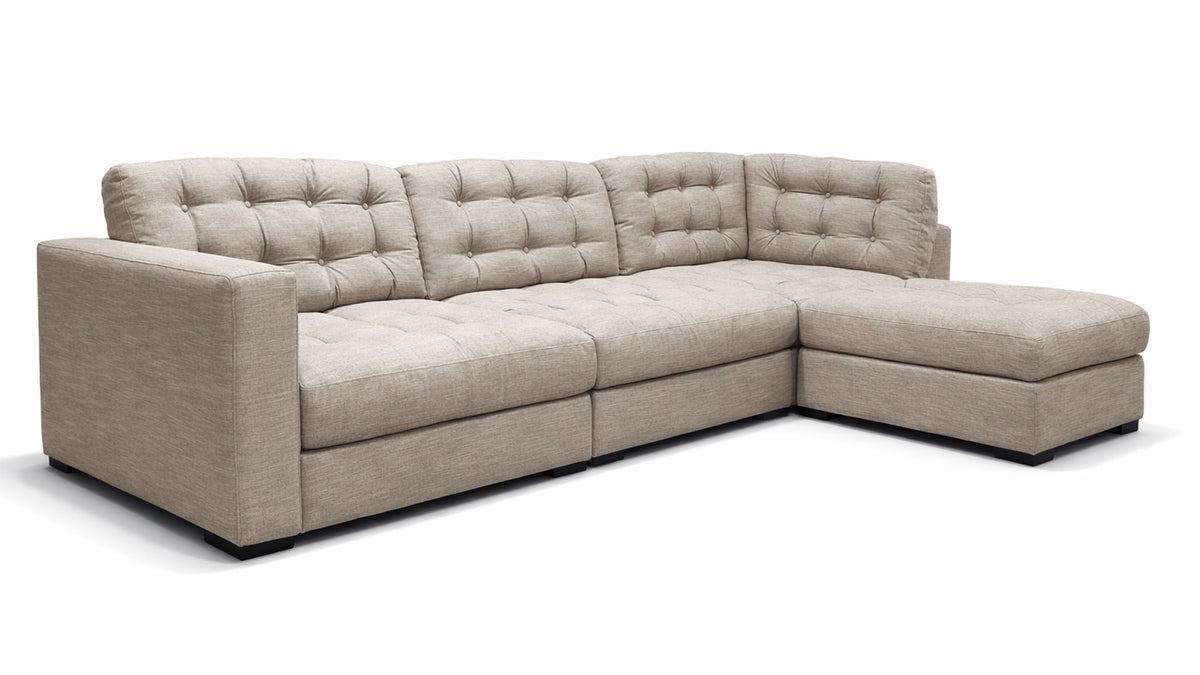 Stately Dove 4pc Modular Sectional with Ottoman |Gallery Furniture