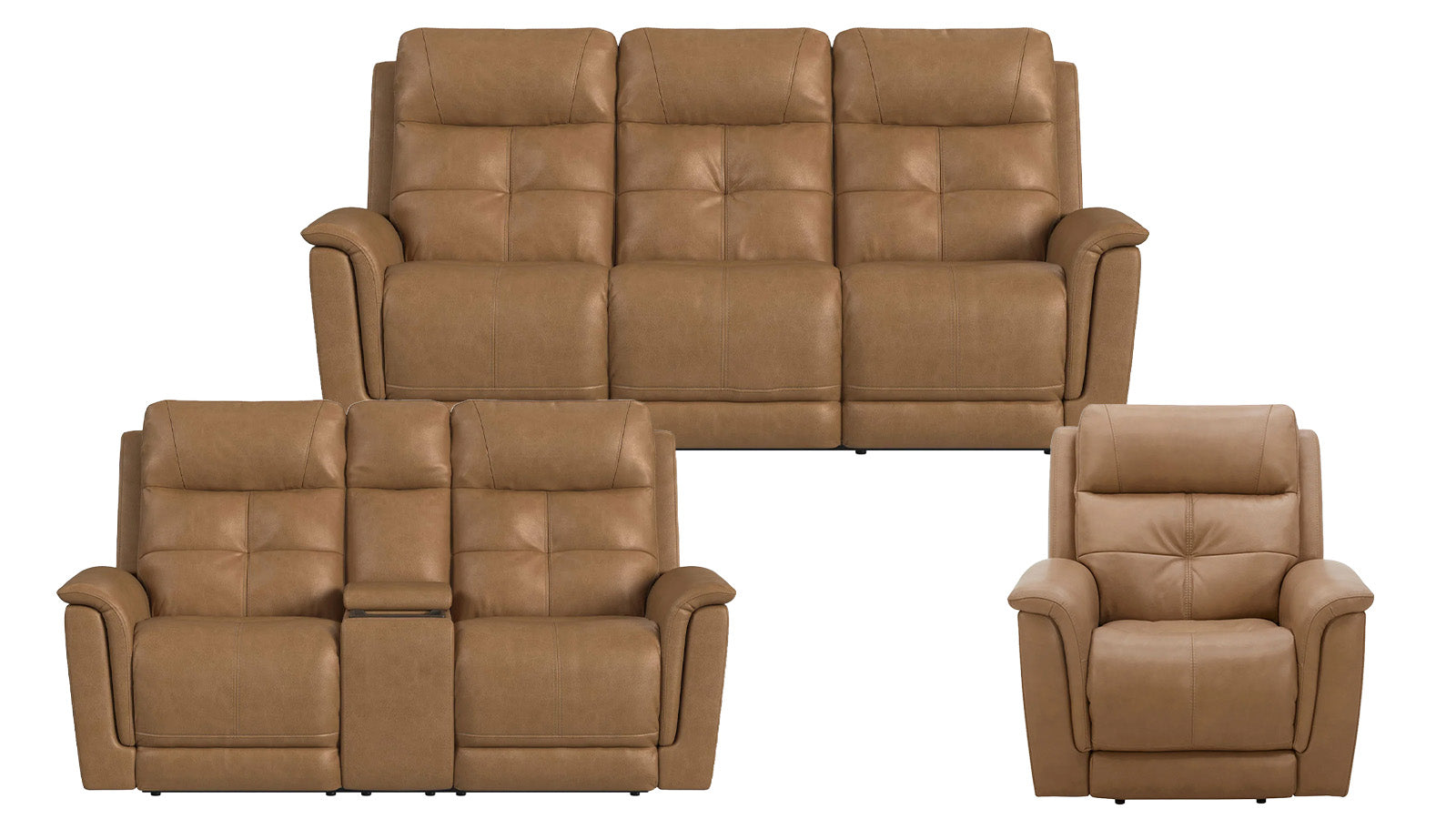 Mack's Heart Latte Brown Leather P5 Power Reclining Collection
