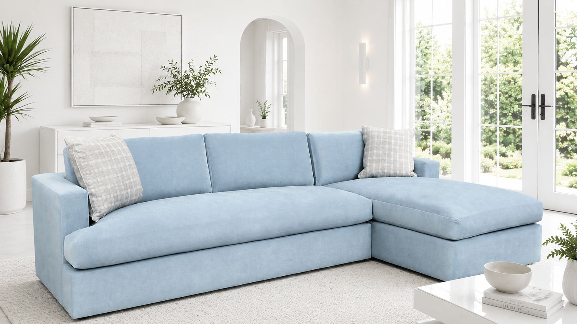 2-Piece Sierra Marquis Surf Velvet Sectional with Chaise| Made in USA | Gallery Furniture