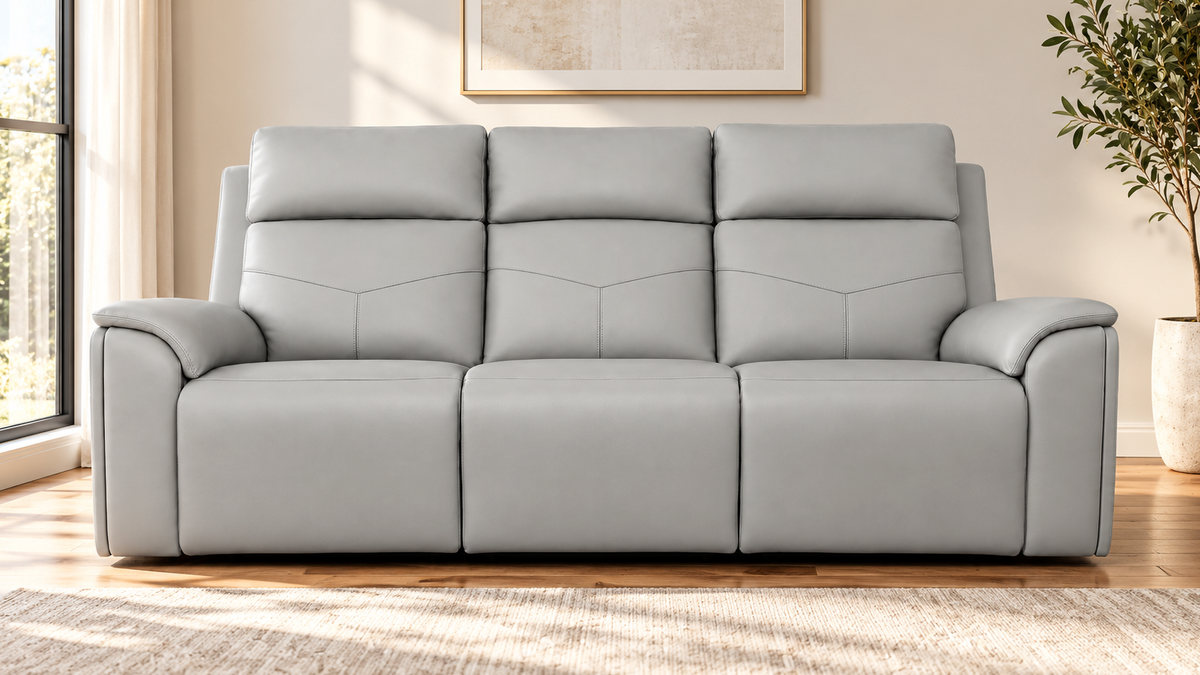 Flexsteel Cougar Dove Grey P5 Power Reclining Sofa | Gallery Furniture