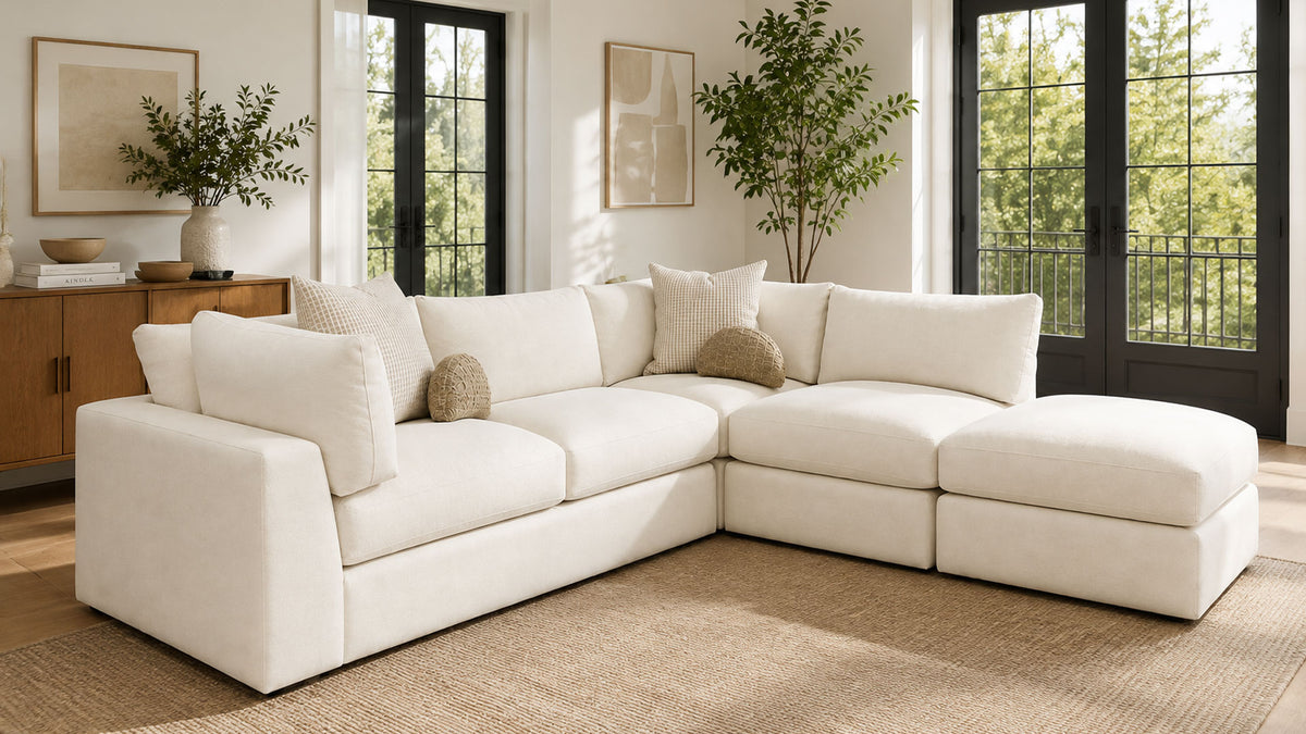 4-Piece Nomad Snow Sectional with Ottoman | Gallery Furniture