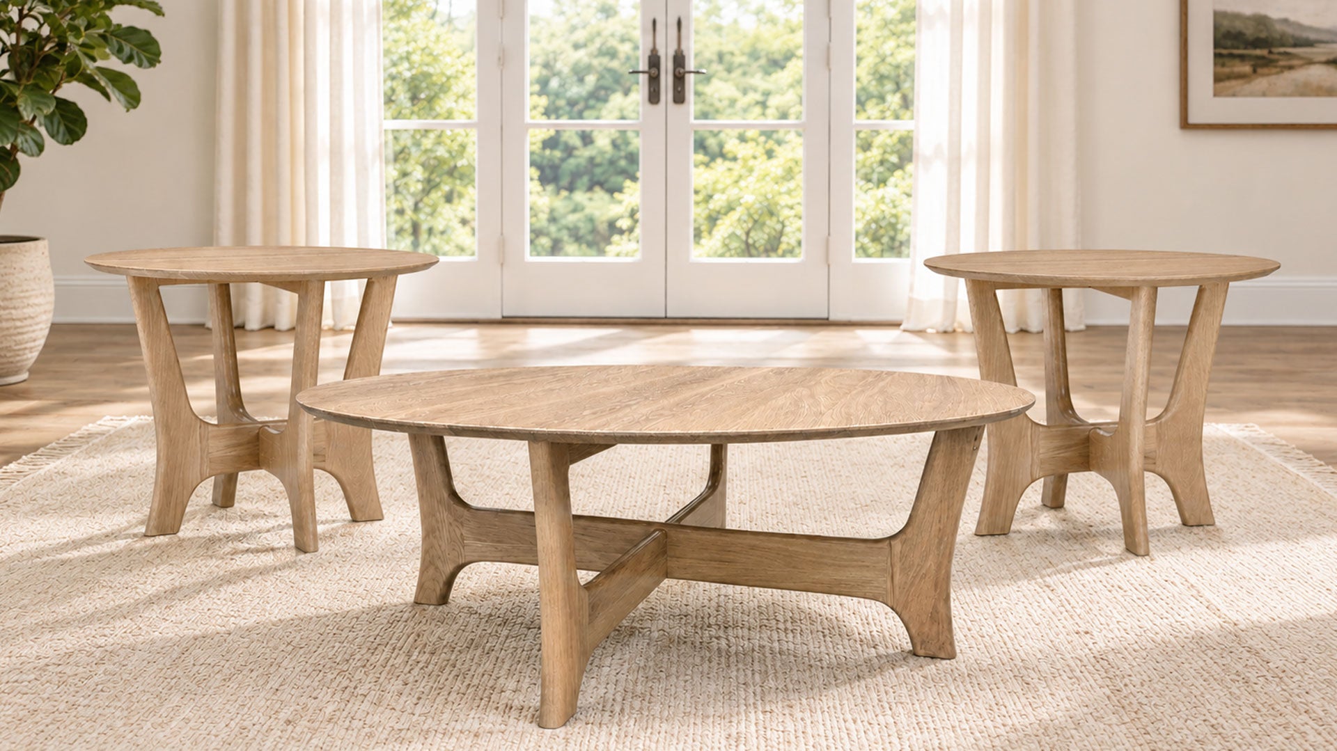 Nora White Oak 3-Piece Table Set | Amish-Made Solid Wood | Gallery Furniture
