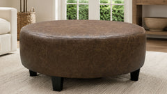 Large Round Leather Ottoman by Jonathan Louis | Made in USA | Gallery Furniture