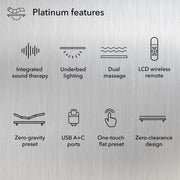 Platinum BaseLogic Adjustable Base King – 4-in-1 Legs | Dual Massage, Zero-Gravity & Sound Therapy
