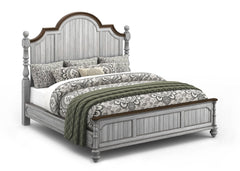 Queen Size Plymouth Modern Farmhouse Greywash Poster Bed Frame