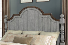 Queen Size Plymouth Modern Farmhouse Greywash Poster Bed Frame