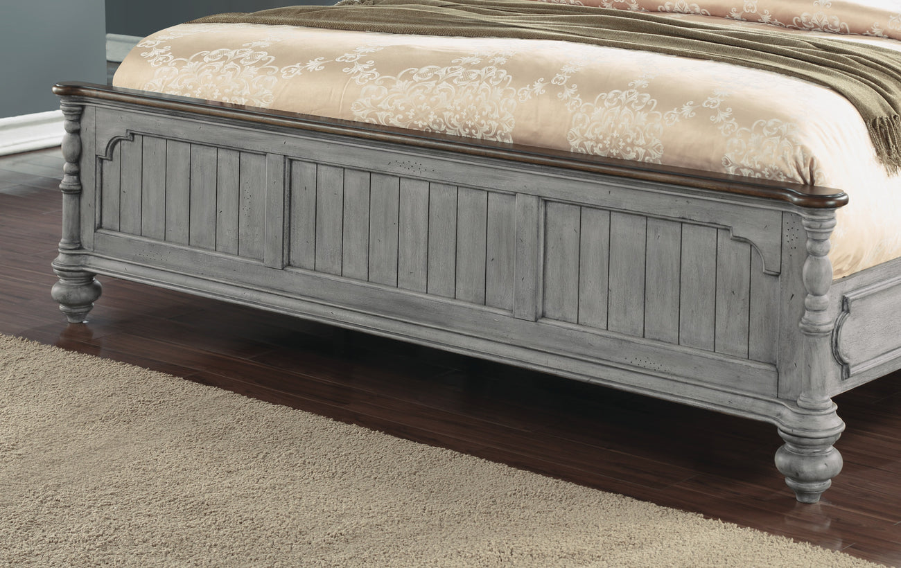 Queen Size Plymouth Modern Farmhouse Greywash Poster Bed Frame