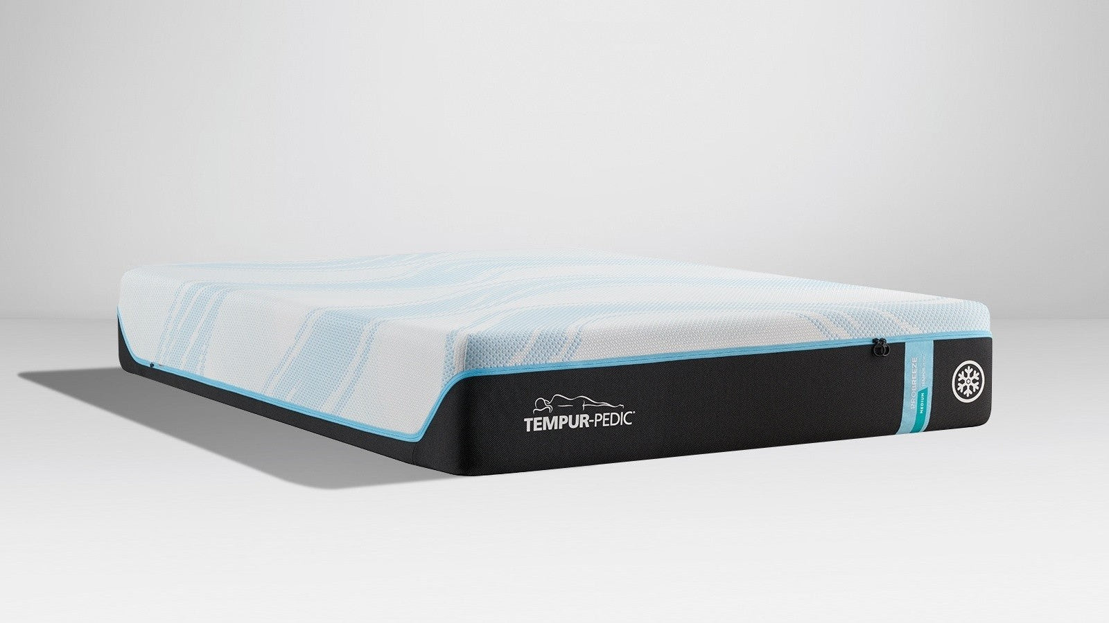 "Detalle del Colchón TEMPUR-ProBreeze 2.0 Híbrido Medio mostrando el Material Pure Cool® para la regulación de la temperatura"