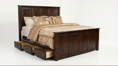 King Size Henrietta Solid Black Cherry Wood Side Storage Bed Frame