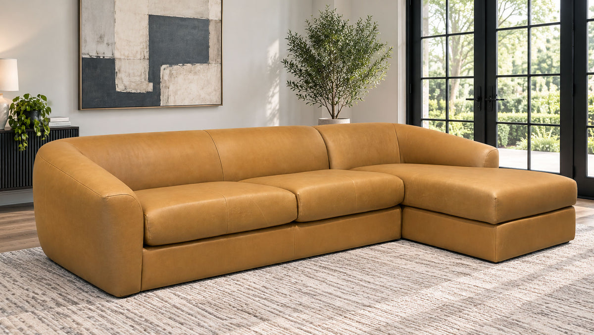 2pc Raphael Nobuck Spice Leather Sectional | Gallery Furniture