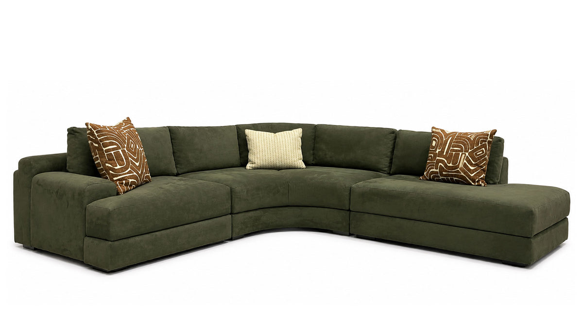 3pc Rodney Echo Ivy Sectional, Made in USA | Gallery Furniture