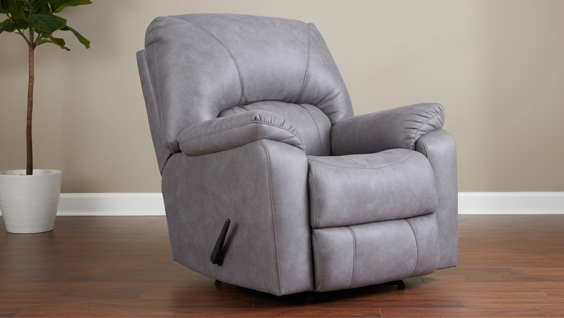 Rhino Gray Manual Rocker Recliner – Performance Fabric Upholstered Living Room Chair Made in USA | Gallery Furniture
