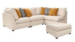Solara Straw 4-Piece Modular Sectional Sofa & Ottoman with Crypton Fabric | Gallery Furniture