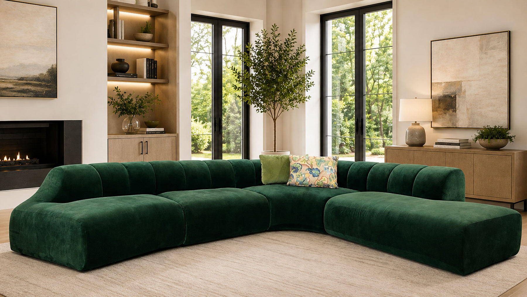 4-Piece Swizz Porto Forest Sectional by Jonathan Louis | Made in USA | Gallery Furniture