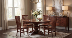 San Gabriel 60” Round Rustic Cherry Pedestal Dining Table