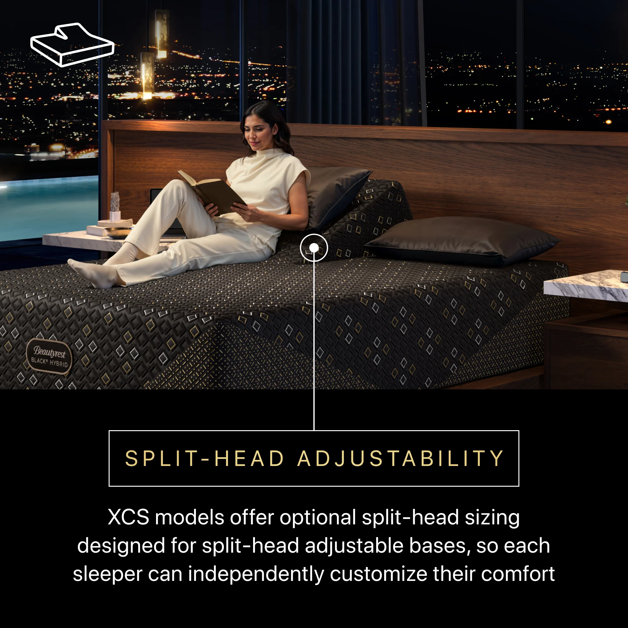 Split Head King Size Beautyrest Black Series 3 XCS Plush Hybrid (Mattress Only) - 30% More Cooling Power