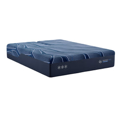 Blue mattress with brand logo on a white background